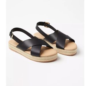 LOFT NIB Women's Criss Cross‎ Espadrille Sandals - Black